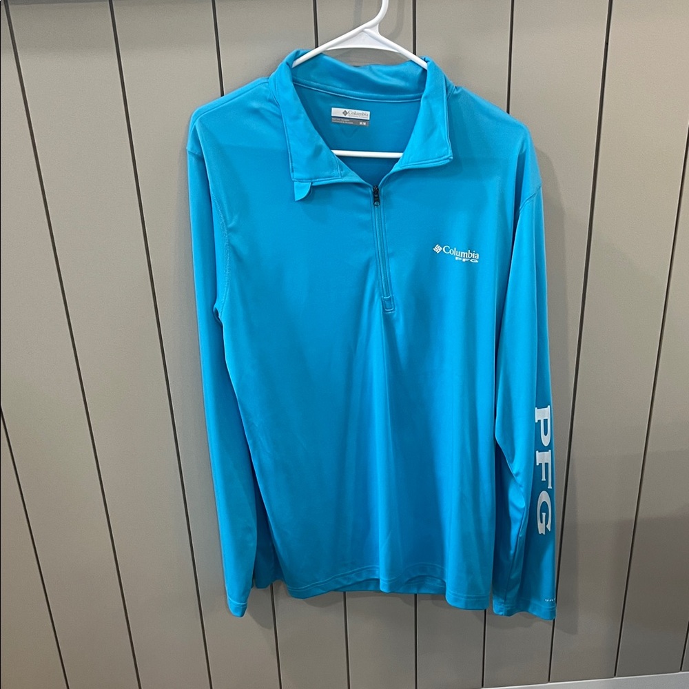 Columbia Turquoise PFG Quarter-Zip Shirt